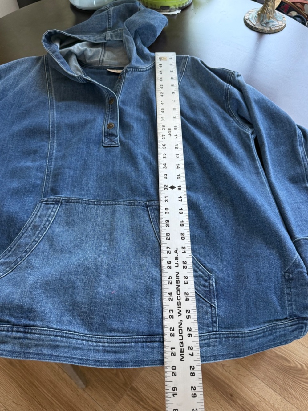 LOGO Lori Goldstein denim hoodie pullover large - Picture 9 of 11